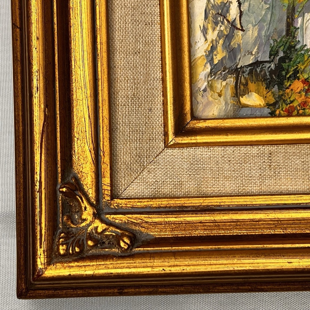 Signed Mediterranean Coastal Village Palette Knife Oil Painting Framed - Picture 4 of 15
